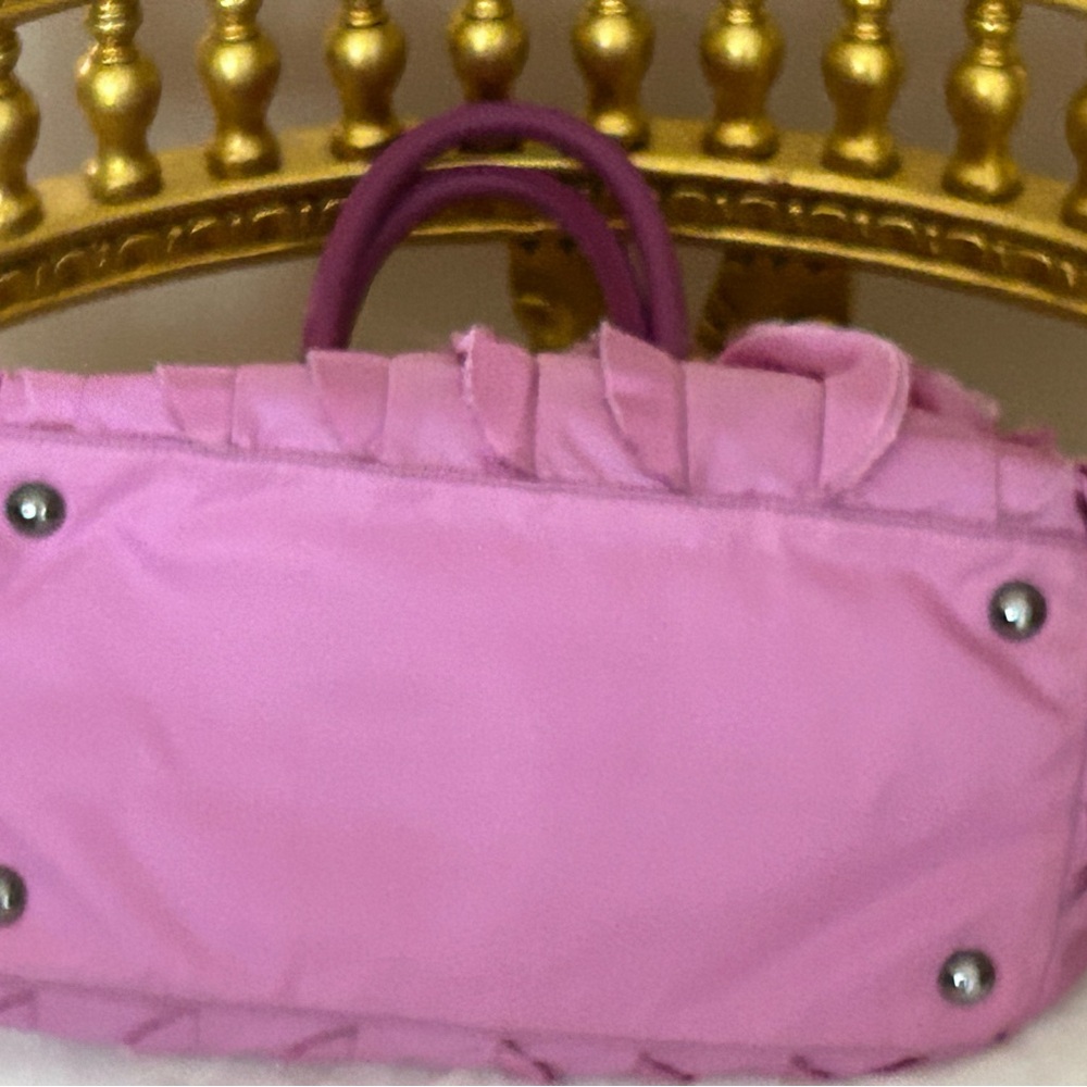 Prada Tessuto origami ruffled nylon tote hand bag pink Italy - Picture 11 of 16